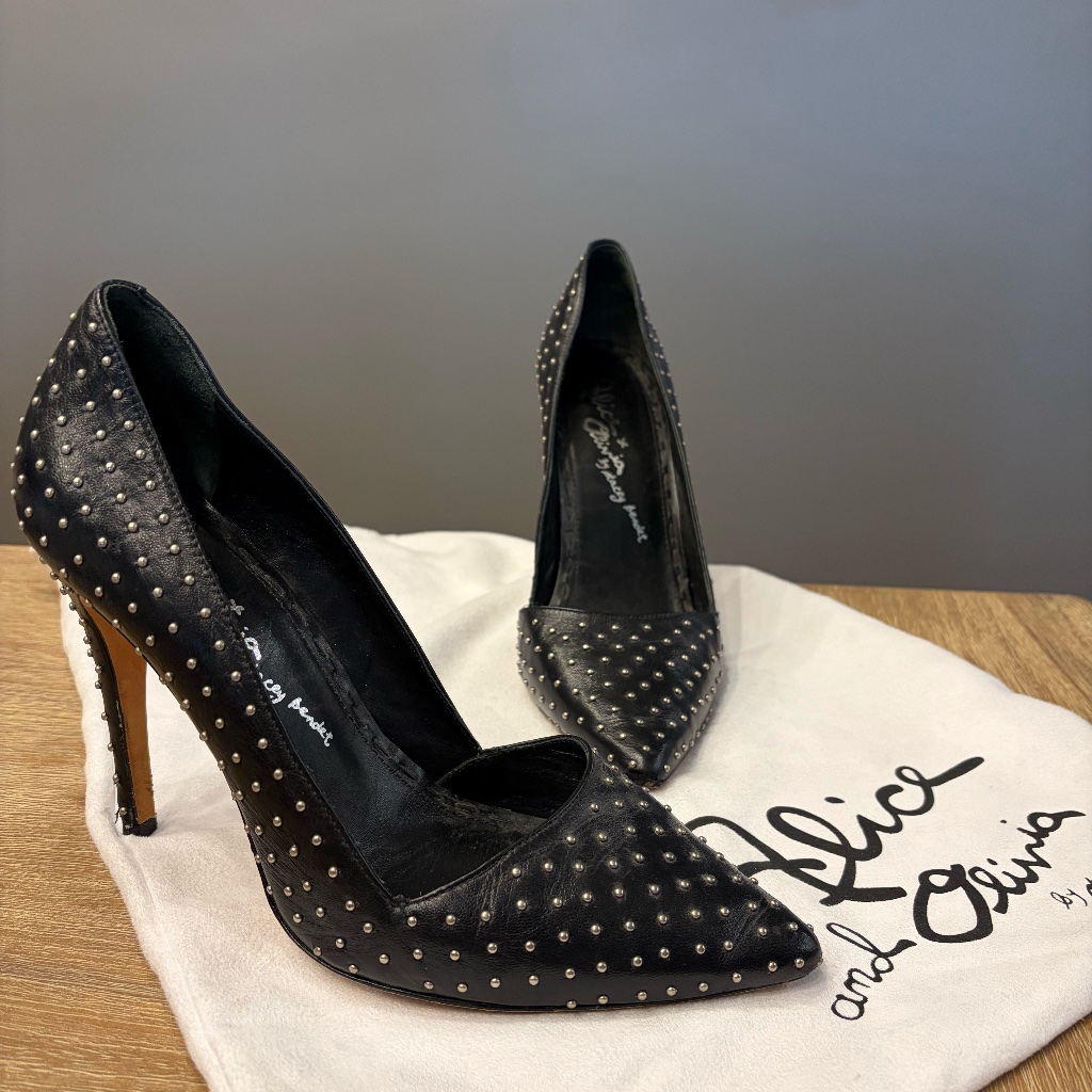 Alice + Olivia | Dina Black Studded Heels | Size 40 (Us 9/9.5) W/ Dustbag!